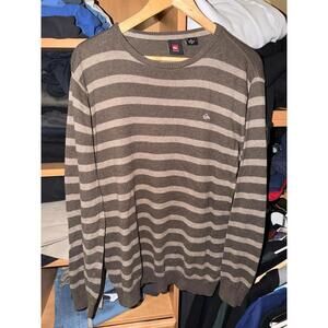 Quiksilver Brown Striped Crewneck Sweater Mens MD Vintage Y2K 90s Rare Surf